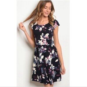 Printed Navy Floral Dress NEW